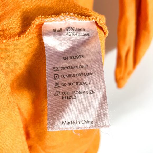 Marissa Webb Cold‎ Shoulder Dress Dress Orange Linen Blend Long Sleeve Sz 12 - Picture 13 of 15